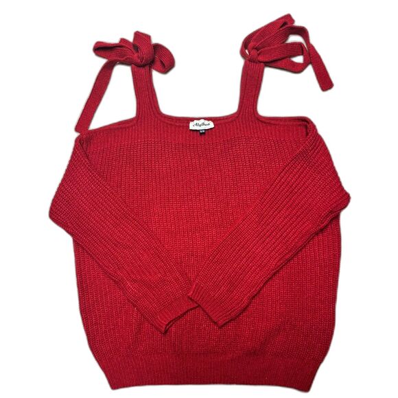 ALYTHEA / BOUTIQUE Red Off the Shoulder Tie Sweater Size S/M - Picture 1 of 3